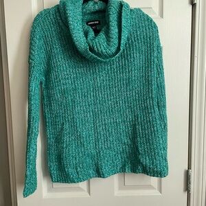 Lands' End Turquoise Cowl Neck Sweater